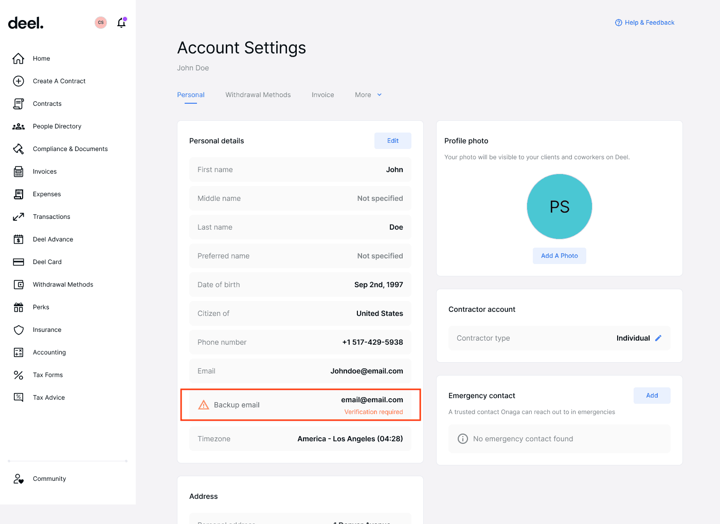 Complete DeeL your profile
