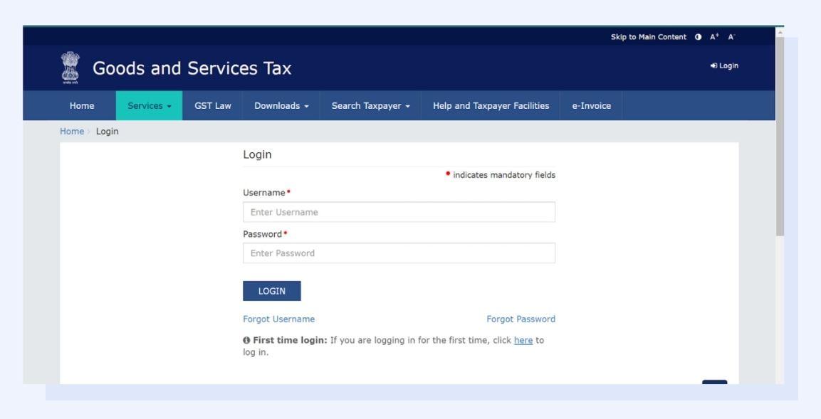 Log in to the GST Portal
