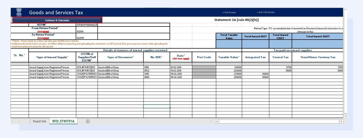 Relevant Details for Input Tax refund