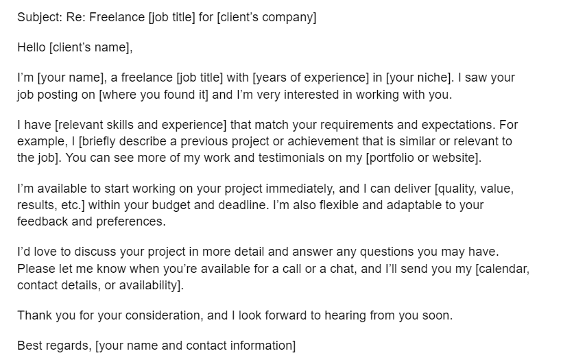 Sample email to approach a new client for freelance work after seeing a job post.
