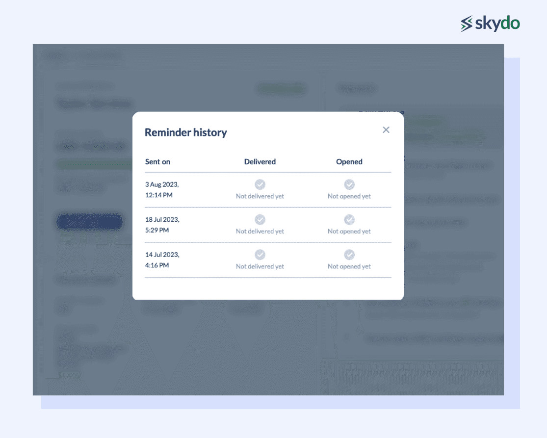Skydo's payment reminders